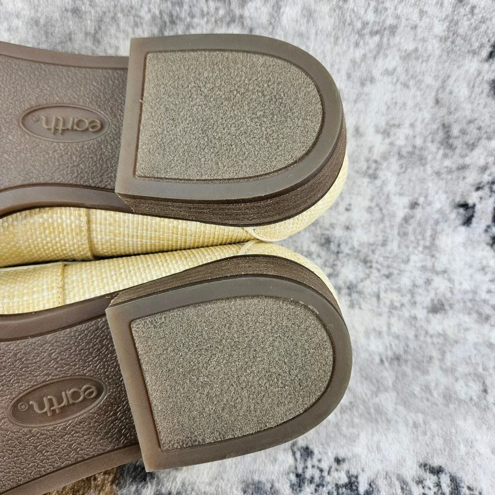Earth Edna 2‎ Slip On Loafer Shoes Womens 7.5 Yellow Woven Textile Beach Comfort